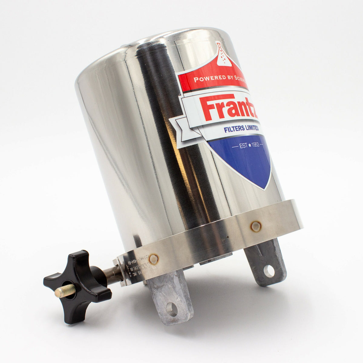 Frantz Filter housing assembly with polished canister, base, clamp and knob