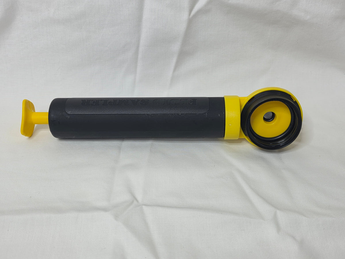 Plastic oil sample pump, alternate view