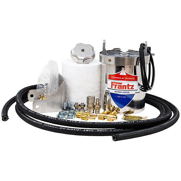 Frantz bypass oil filter kit for 5.9L and 6.7L Cummins 24-valve with canister, hoses and fittings