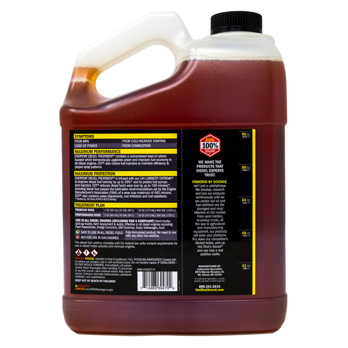 Everyday Diesel Treatment 3.785L jug, back label and directions