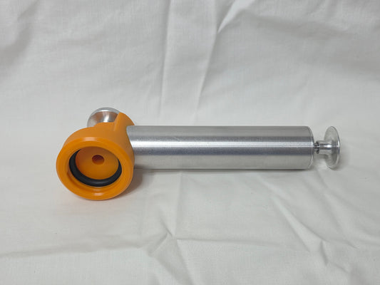 Aluminium oil sample pump with orange pump head