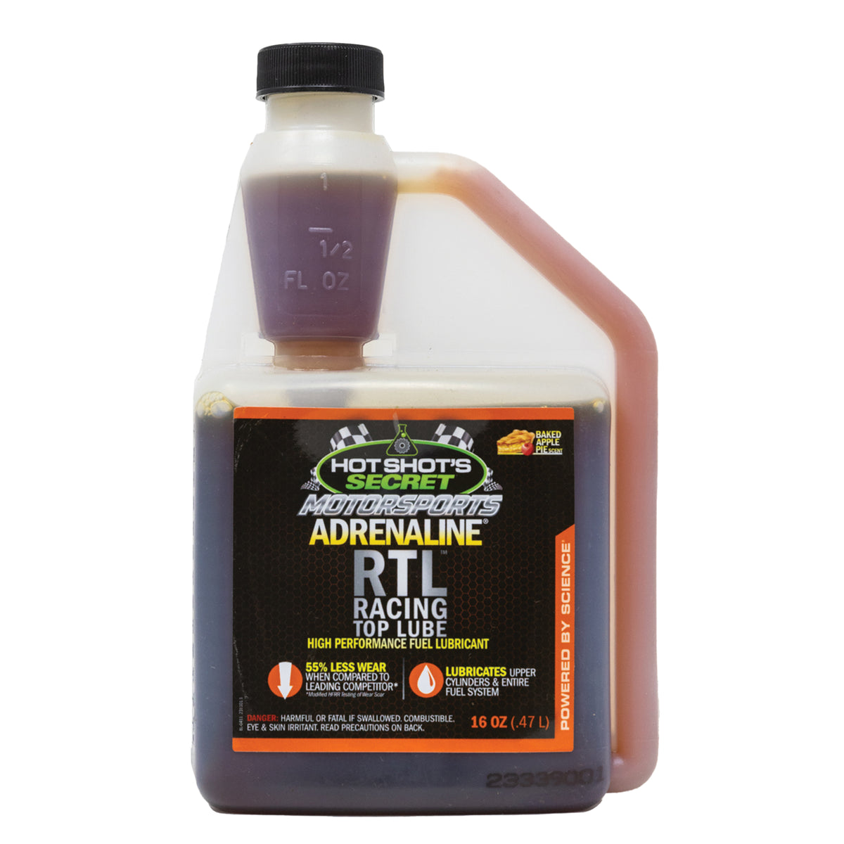 Hot Shot's Secret Adrenaline Racing Top Lube 473mL bottle, front